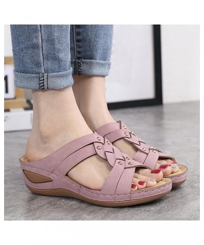 Rhinestone Sandals for Women Size 9 Women Summer Solid Slip On Casual Open Toe Memory Foam Sandals for Women Pink-b $15.76 Sa...