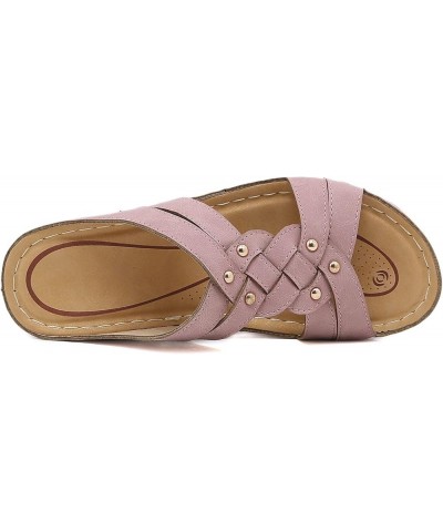 Rhinestone Sandals for Women Size 9 Women Summer Solid Slip On Casual Open Toe Memory Foam Sandals for Women Pink-b $15.76 Sa...