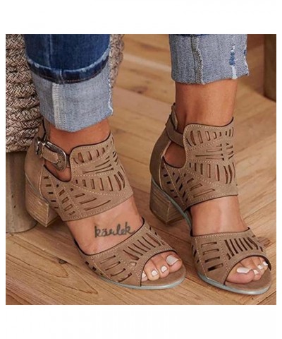 Sandals For Women,Womens Open Toe Ankle Strap Chunky Block High Heel Dress Party Sandals Dressy Summer Strappy Sandals X0y-br...