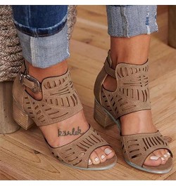 Sandals For Women,Womens Open Toe Ankle Strap Chunky Block High Heel Dress Party Sandals Dressy Summer Strappy Sandals X0y-br...