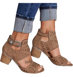 Sandals For Women,Womens Open Toe Ankle Strap Chunky Block High Heel Dress Party Sandals Dressy Summer Strappy Sandals X0y-br...