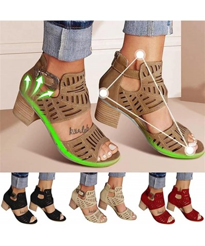 Sandals For Women,Womens Open Toe Ankle Strap Chunky Block High Heel Dress Party Sandals Dressy Summer Strappy Sandals X0y-br...