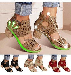 Sandals For Women,Womens Open Toe Ankle Strap Chunky Block High Heel Dress Party Sandals Dressy Summer Strappy Sandals X0y-br...