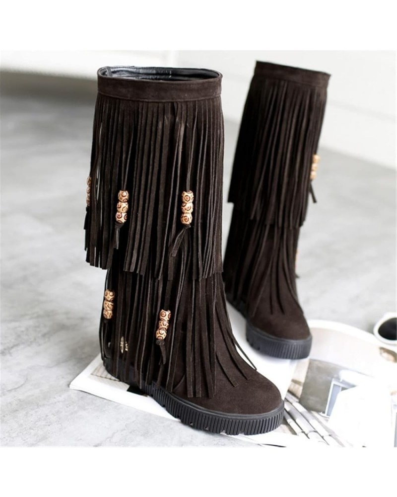 Winter Boots Ladies Fashion Double Quality Beads Boots Long Street Riding Boots Flat Non-Slip Snow Boot Suede Slip Boots Wome...