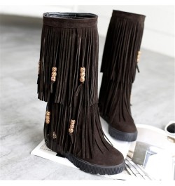 Winter Boots Ladies Fashion Double Quality Beads Boots Long Street Riding Boots Flat Non-Slip Snow Boot Suede Slip Boots Wome...