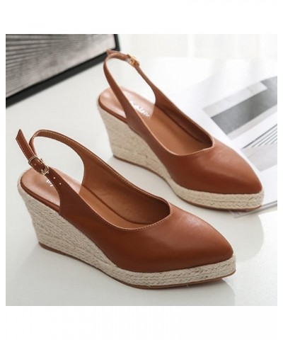 Women's Wedges Platform Sandals Half Packed Sandals Wedge Summer Espadrilles High Heel Straw Woven Fisherman Coffee 7 $29.98 ...