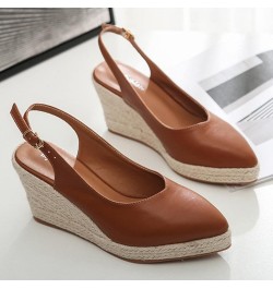 Women's Wedges Platform Sandals Half Packed Sandals Wedge Summer Espadrilles High Heel Straw Woven Fisherman Coffee 7 $29.98 ...