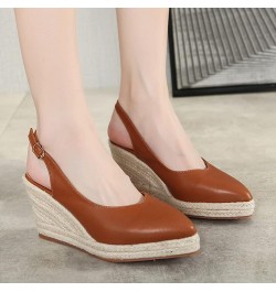 Women's Wedges Platform Sandals Half Packed Sandals Wedge Summer Espadrilles High Heel Straw Woven Fisherman Coffee 7 $29.98 ...