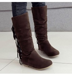 Boots Wide Calf Anti-Slip Boot Pointed Toe Booties Block Heel Boots Flat Booties Chelsea Booties Z 13-brown $25.98 Boots