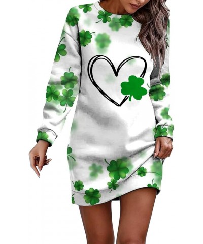 St Patricks Day plus Size Dresses for Women under 20 Round Neck Long Sleeved Casual Dress Juniors Summer Dresses St Patricks ...