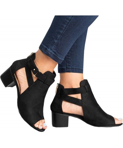 strappy heels for women lace up Sandals for Women Ladies Fashion Peep Toe Sandals Hollow Out High Heels Z-01 Black $26.35 San...