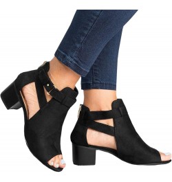 strappy heels for women lace up Sandals for Women Ladies Fashion Peep Toe Sandals Hollow Out High Heels Z-01 Black $26.35 San...