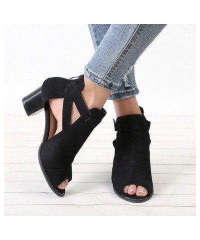 strappy heels for women lace up Sandals for Women Ladies Fashion Peep Toe Sandals Hollow Out High Heels Z-01 Black $26.35 San...