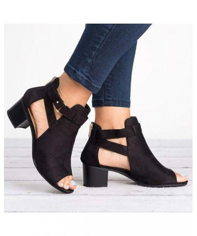 strappy heels for women lace up Sandals for Women Ladies Fashion Peep Toe Sandals Hollow Out High Heels Z-01 Black $26.35 San...