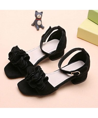 Women's Sandals Solid Color Fish Mouth Slip On High-Heeled Sandals Non-Slip Beach Flip Flops with Buckle Ankle Strap (Z1-Blac...