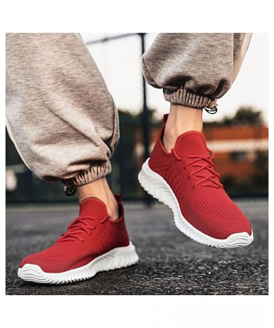 Men's Tennis Lightweight Athletics Gym Jogging Sneakers White Platform Sneakers Mens Sneakers Size 9 Z-04 Red $16.07 Boots