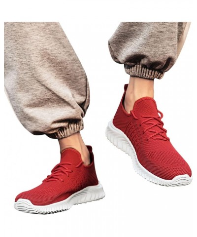 Men's Tennis Lightweight Athletics Gym Jogging Sneakers White Platform Sneakers Mens Sneakers Size 9 Z-04 Red $16.07 Boots