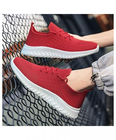 Men's Tennis Lightweight Athletics Gym Jogging Sneakers White Platform Sneakers Mens Sneakers Size 9 Z-04 Red $16.07 Boots