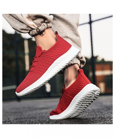 Men's Tennis Lightweight Athletics Gym Jogging Sneakers White Platform Sneakers Mens Sneakers Size 9 Z-04 Red $16.07 Boots