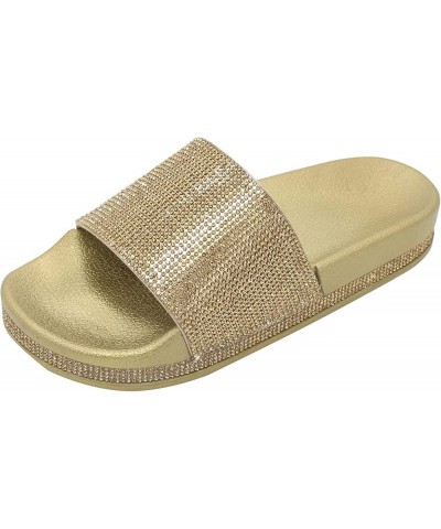 Flip Flops For Cute Slides For Womens Sandals Comfortable Slides Womens Sandal Wedge Sandals For Women Flats I-gold $13.88 At...