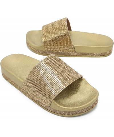 Flip Flops For Cute Slides For Womens Sandals Comfortable Slides Womens Sandal Wedge Sandals For Women Flats I-gold $13.88 At...