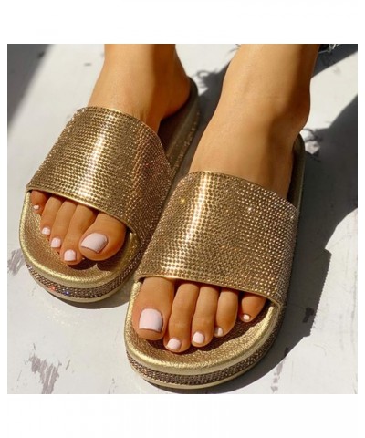 Flip Flops For Cute Slides For Womens Sandals Comfortable Slides Womens Sandal Wedge Sandals For Women Flats I-gold $13.88 At...