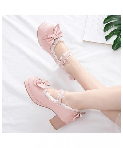 Womans Warm Model Round Toe Mid Heel Mary Jane Platform with Sweet Faux Leather and Buckled Strap Dancing Pumps Pink 02 $23.2...