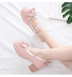 Womans Warm Model Round Toe Mid Heel Mary Jane Platform with Sweet Faux Leather and Buckled Strap Dancing Pumps Pink 02 $23.2...