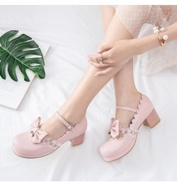 Womans Warm Model Round Toe Mid Heel Mary Jane Platform with Sweet Faux Leather and Buckled Strap Dancing Pumps Pink 02 $23.2...