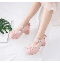 Womans Warm Model Round Toe Mid Heel Mary Jane Platform with Sweet Faux Leather and Buckled Strap Dancing Pumps Pink 02 $23.2...