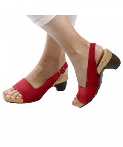 Summer Sandals for Women 2024 Orthotic Walking Sandals Women Fashion Comfortable Sandals Arch Support Sandals Z03-red-wedge S...