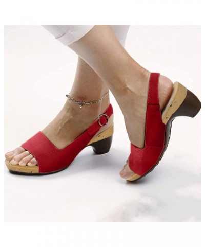 Summer Sandals for Women 2024 Orthotic Walking Sandals Women Fashion Comfortable Sandals Arch Support Sandals Z03-red-wedge S...