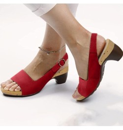 Summer Sandals for Women 2024 Orthotic Walking Sandals Women Fashion Comfortable Sandals Arch Support Sandals Z03-red-wedge S...