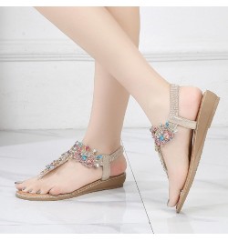 Heeled Sandals for Women Platform Espadrilles Sandals Heels Open Toe Elastic Ankle Strap Lightweight Flat Sandals 140-zoxro-d...