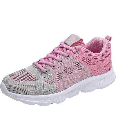 Women's Athletic Lightweight Casual Mesh Walking Shoes - Breathable Running Sneakers Oc4-pink $14.35 Athletic Shoes