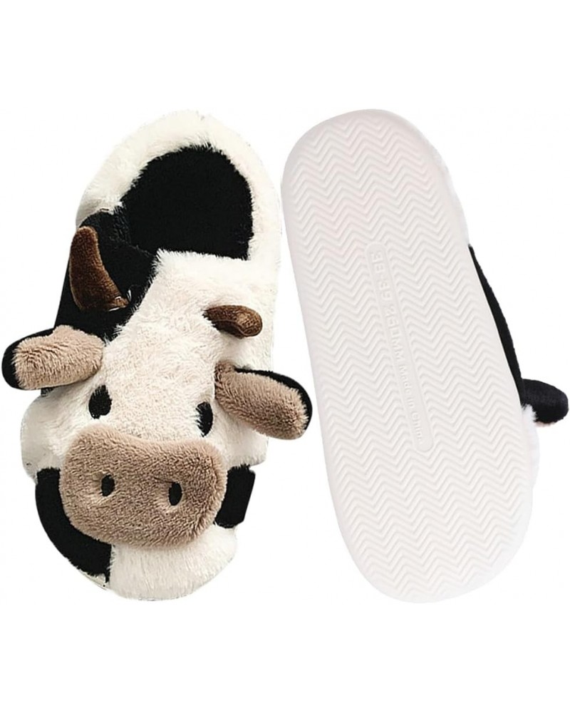 Cow Slippers for Women Men Cartoon Animal Cotton Slippers Fuzzy Plush Cow Slides Winter Warm House Slippers Cow (Wrap Heel) $...