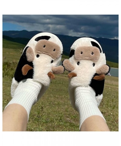 Cow Slippers for Women Men Cartoon Animal Cotton Slippers Fuzzy Plush Cow Slides Winter Warm House Slippers Cow (Wrap Heel) $...