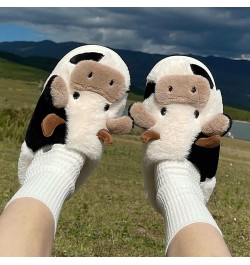 Cow Slippers for Women Men Cartoon Animal Cotton Slippers Fuzzy Plush Cow Slides Winter Warm House Slippers Cow (Wrap Heel) $...