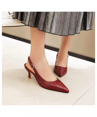 Women Elegant Slingback Sandals with Kitten Heel and Pointed Toe Dressy Sandals for Party/Wedding Red $26.46 Sandals