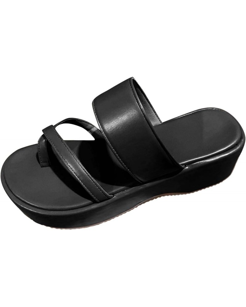 Fashion Women Summer Solid Wedges Breathable Slip On Open Toe Sandals Comfortable Beach Shoes Slippers Lightweight Memory M17...