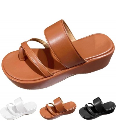 Fashion Women Summer Solid Wedges Breathable Slip On Open Toe Sandals Comfortable Beach Shoes Slippers Lightweight Memory M17...