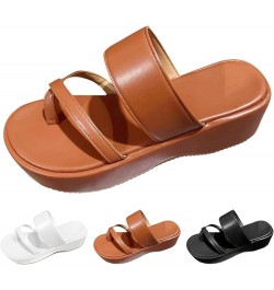 Fashion Women Summer Solid Wedges Breathable Slip On Open Toe Sandals Comfortable Beach Shoes Slippers Lightweight Memory M17...