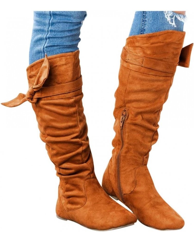 Boots for Womens Tassel Fringe Winter Warm Cowboy Boots Low Heel Pointed Toe Fashion Wedge Boots Brown $30.20 Boots