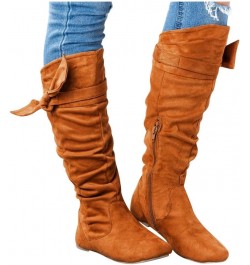 Boots for Womens Tassel Fringe Winter Warm Cowboy Boots Low Heel Pointed Toe Fashion Wedge Boots Brown $30.20 Boots