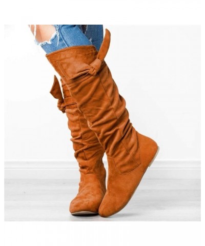 Boots for Womens Tassel Fringe Winter Warm Cowboy Boots Low Heel Pointed Toe Fashion Wedge Boots Brown $30.20 Boots