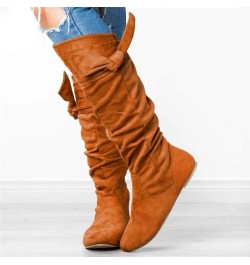 Boots for Womens Tassel Fringe Winter Warm Cowboy Boots Low Heel Pointed Toe Fashion Wedge Boots Brown $30.20 Boots