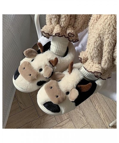 Cow Slippers for Women Men Cartoon Animal Cotton Slippers Fuzzy Plush Cow Slides Winter Warm House Slippers Cow (Wrap Heel) $...