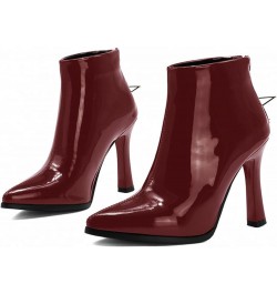 Women's Pointed Toe Ankle Boots Patent Leather Stiletto High Heel Bootie With Back Zipper Fall Winter Pentagram Pendant Zip S...