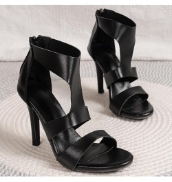 Summer Sandals for Women Elegant Pointed Open Toe Fit Sandals High Heels Anti Slip Casal Retro Sandals Black $11.75 Sandals