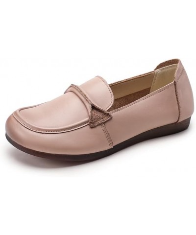 Women's Leather Loafers Breathable Driving Moccasins Lightweight Slip On Shoes Apricot $13.80 Loafers & Slip-Ons